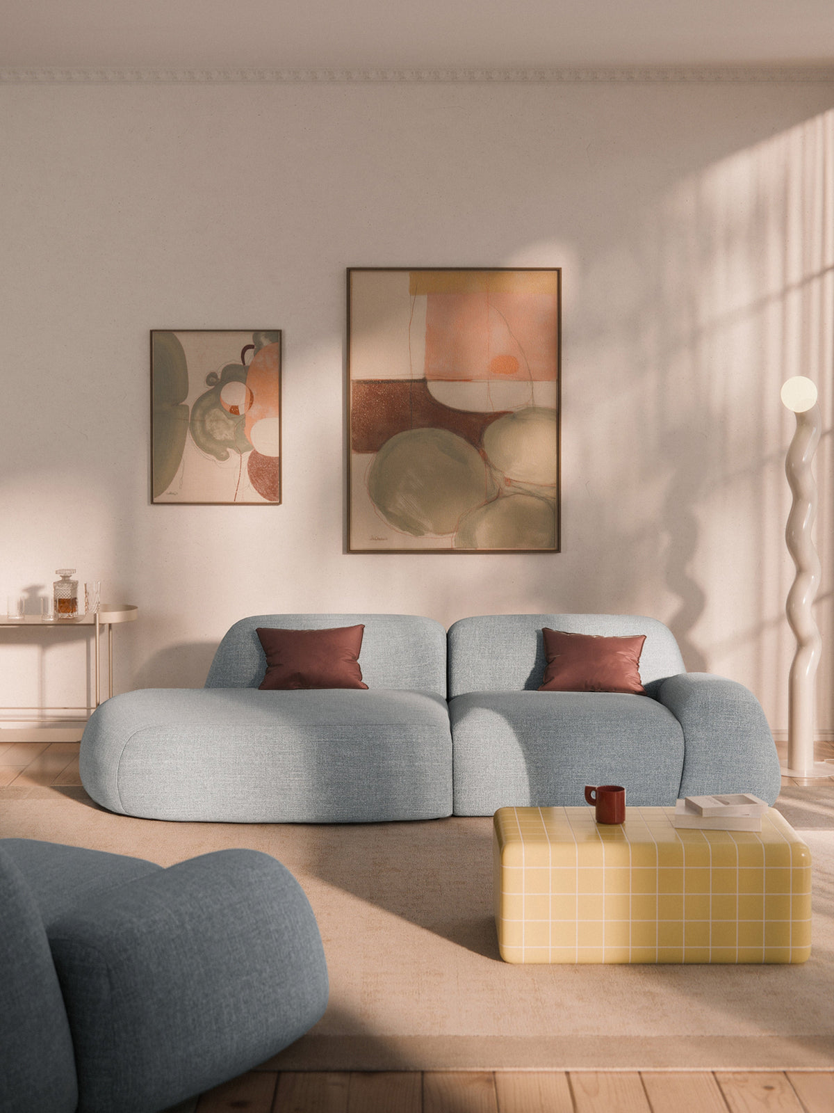 Wolke Modular Chaise, Bouclé (3-Seater)