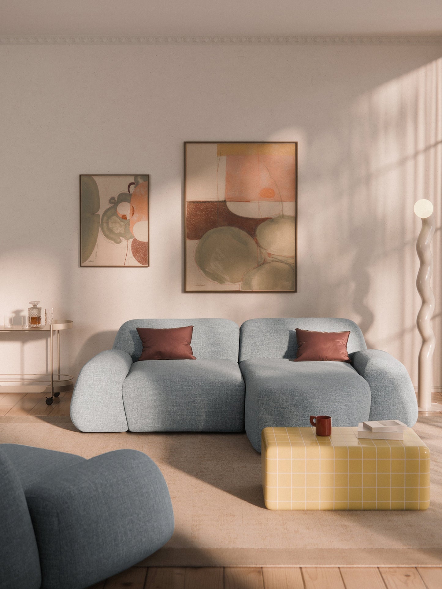 Wolke Modular Corner Sofa (3-Seater), Bouclé