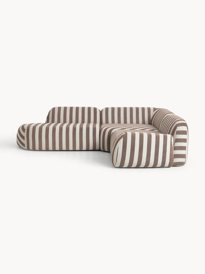 Wolke Modular Corner Sofa (4-Seater), Striped, with Chaise Longue