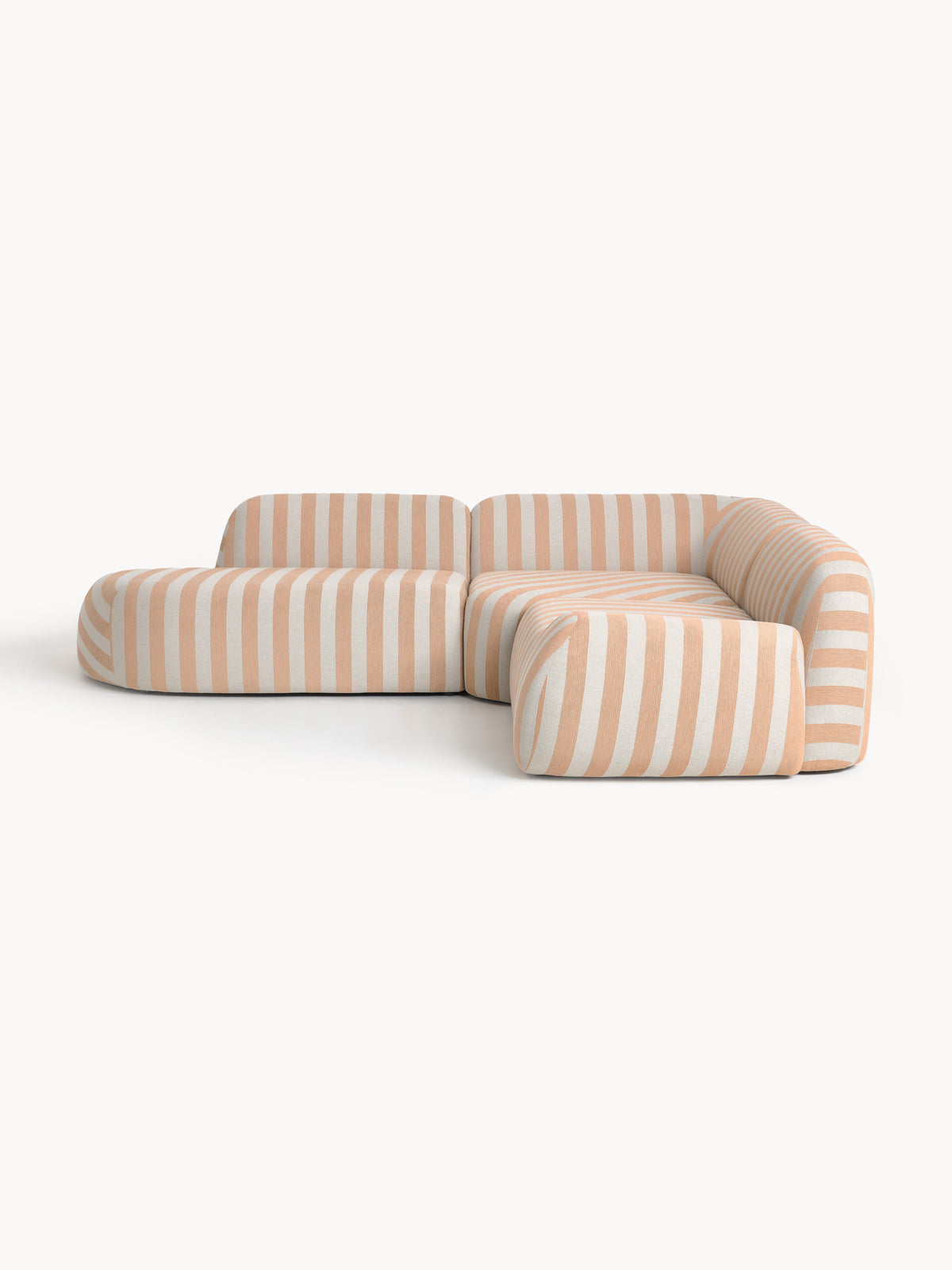 Wolke Modular Corner Sofa (4-Seater), Striped, with Chaise Longue