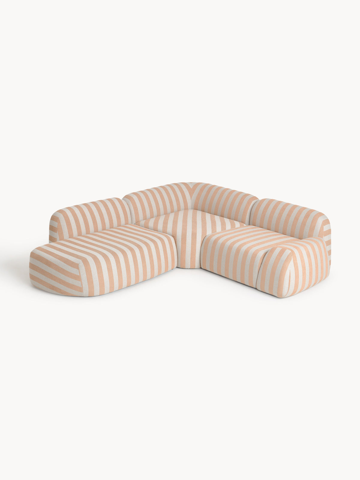 Wolke Modular Corner Sofa (4-Seater), Striped, with Chaise Longue