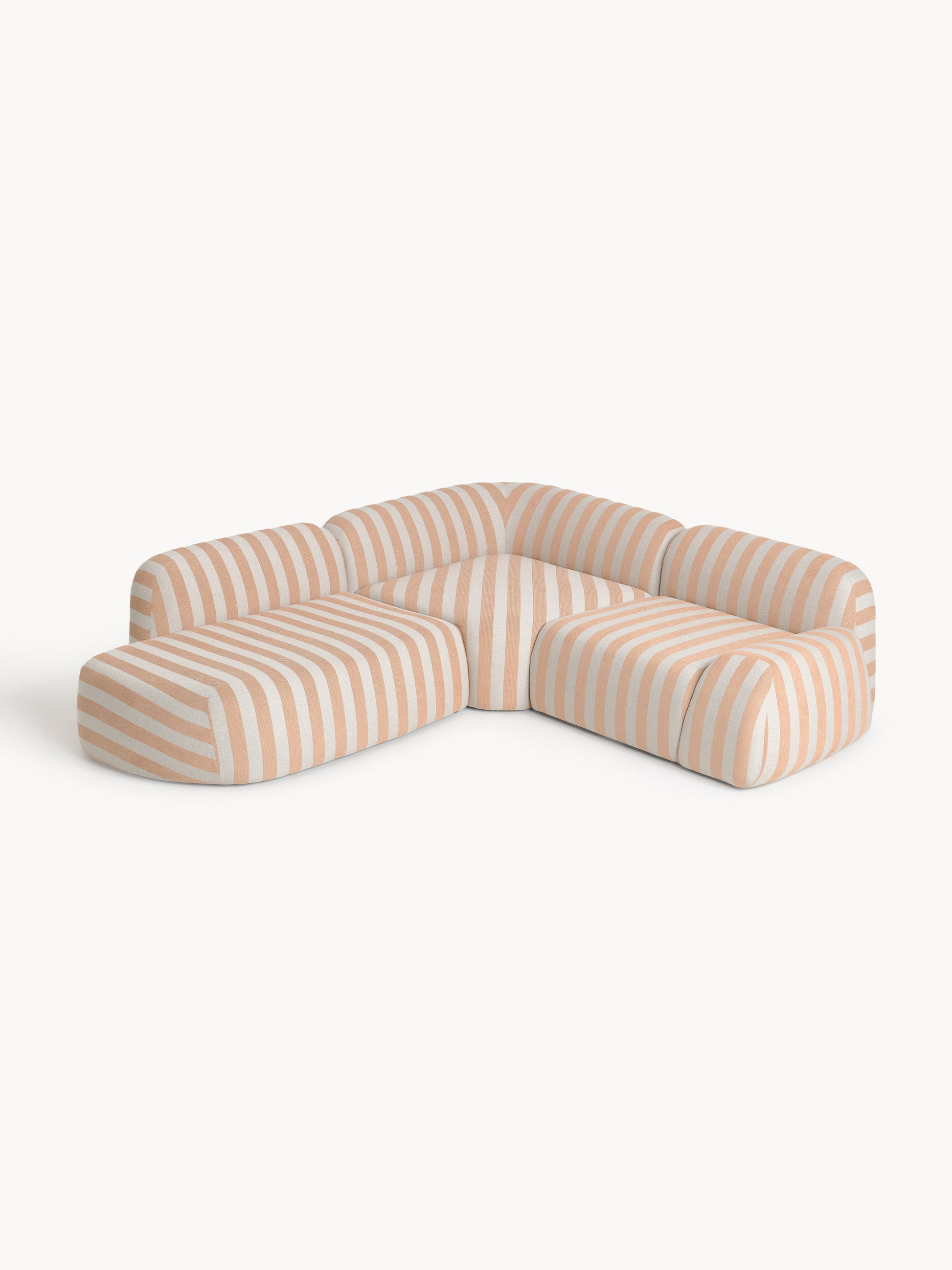 Wolke Modular Corner Sofa (4-Seater), Striped, with Chaise Longue