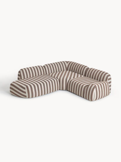 Wolke Modular Corner Sofa (4-Seater), Striped, with Chaise Longue