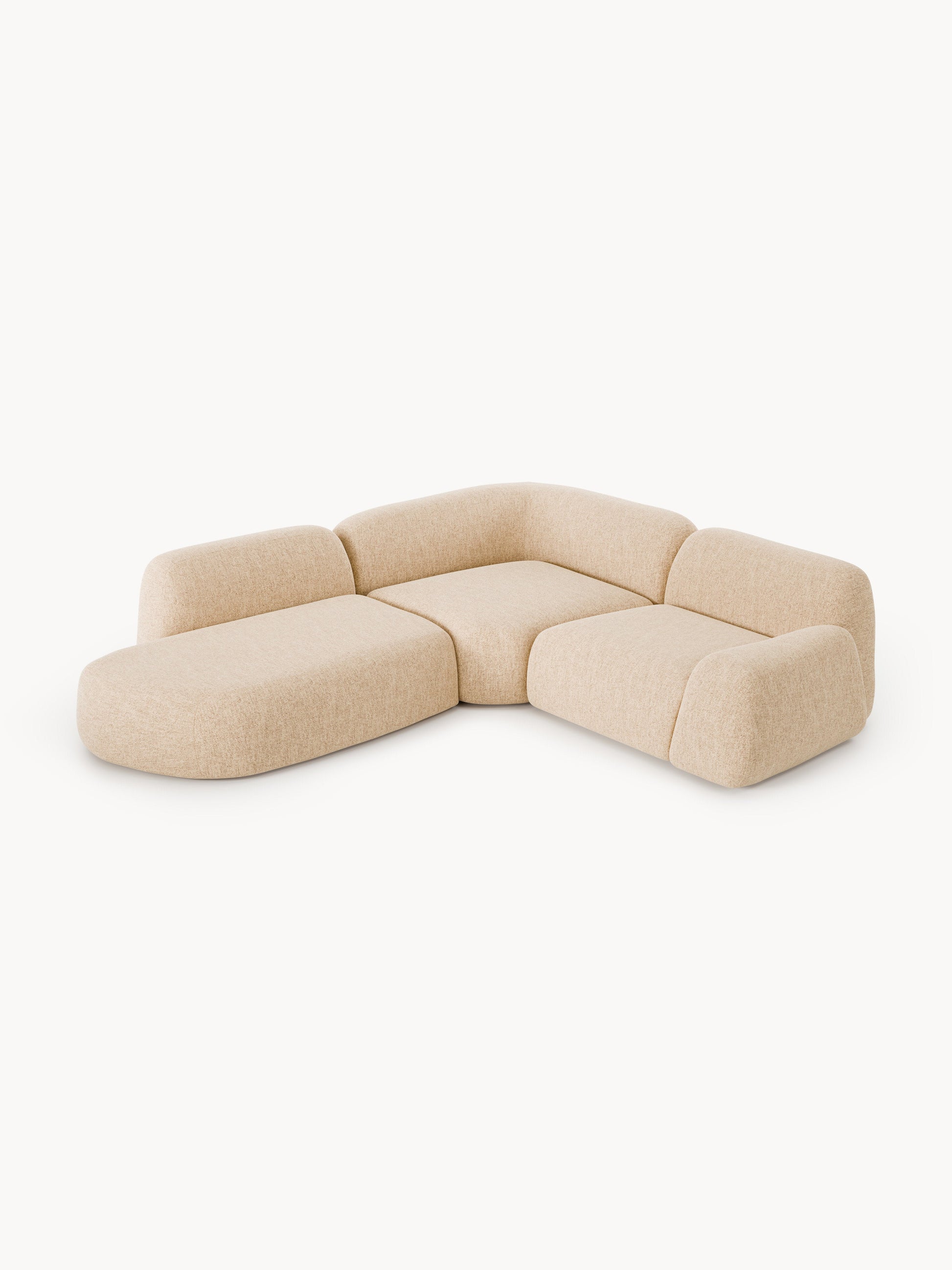 Wolke Modular Corner Sofa with Chaise Longue, Bouclé, 4-Seater