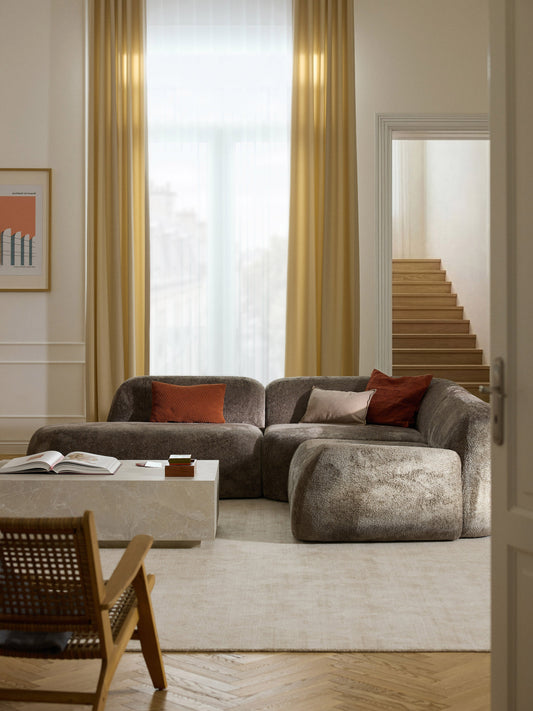 Wolke Modular Corner Sofa with Chaise Longue, Teddy Bouclé, 4-Seater