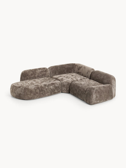 Wolke Modular Corner Sofa with Chaise Longue, Teddy Bouclé, 4-Seater