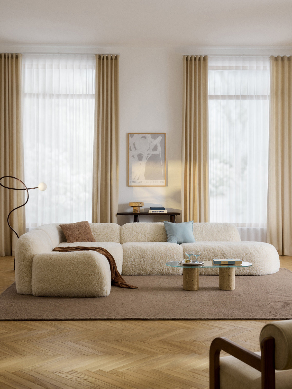 Wolke Modular Teddy Corner Sofa, XL, with Chaise Longue