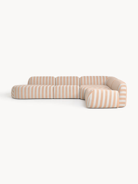 Wolke Modular XL Corner Sofa, Striped, with Chaise Longue