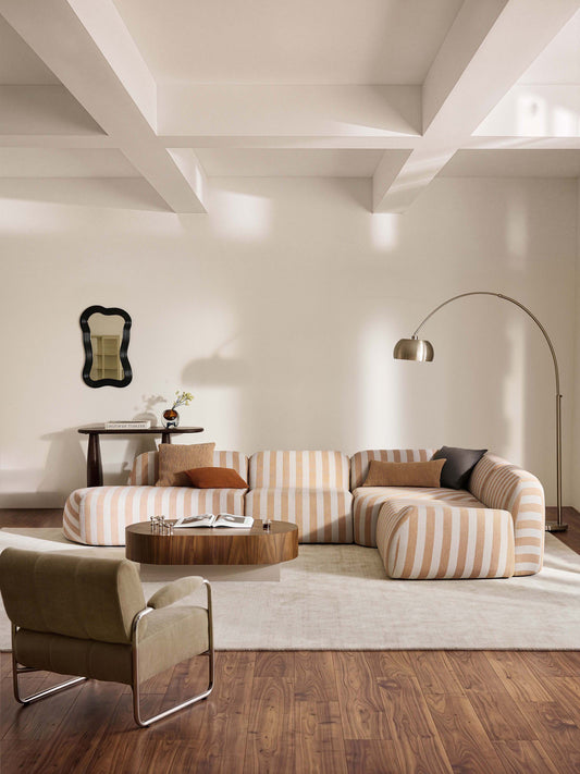 Wolke Modular XL Corner Sofa, Striped, with Chaise Longue