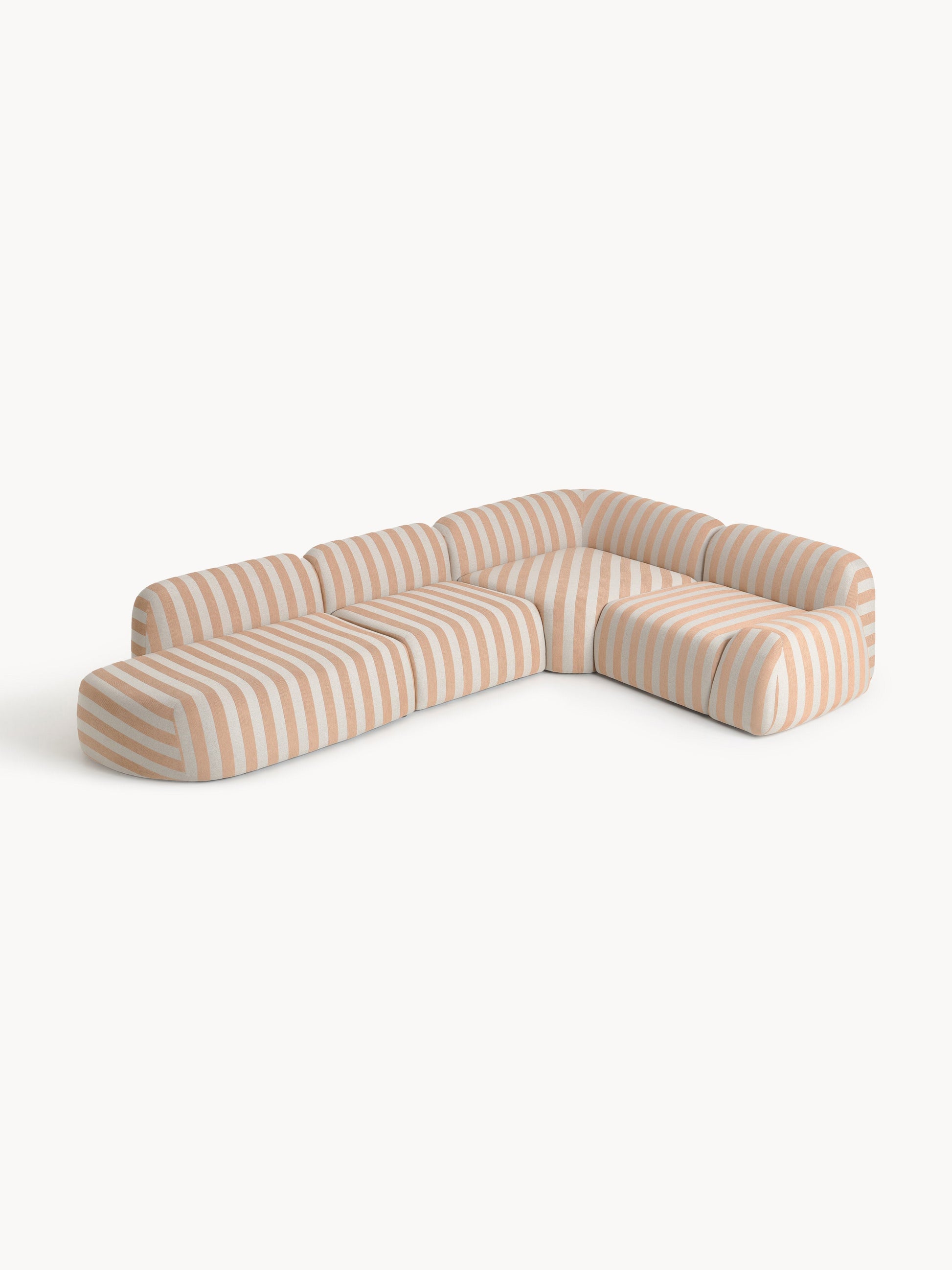 Wolke Modular XL Corner Sofa, Striped, with Chaise Longue