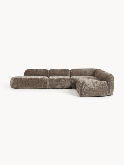 Wolke Modular XL Corner Sofa with Chaise Longue, Teddy Bouclé
