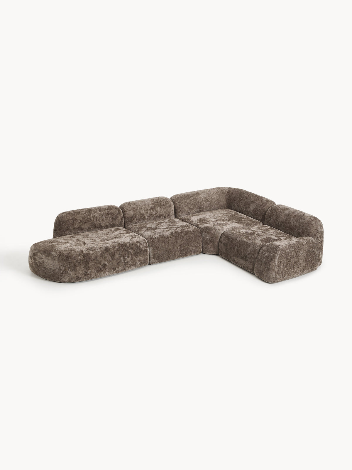 Wolke Modular XL Corner Sofa with Chaise Longue, Teddy Bouclé