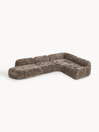 Wolke Modular XL Corner Sofa with Chaise Longue, Teddy Bouclé