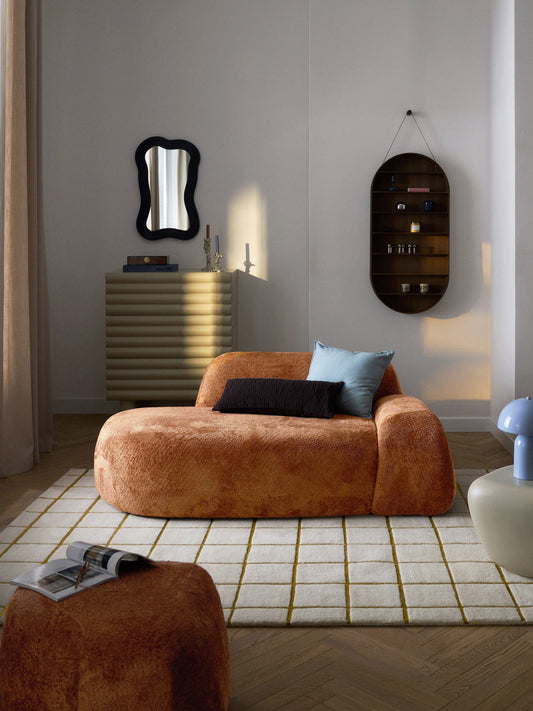 Wolke Sofa with Chaise Longue, Teddy Bouclé, 2-Seater
